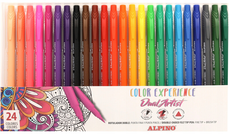 Alpino Color Experience 36 Rotuladores Dual Artist | Doble Punta: Punta  Pincel y Punta Fina | para Mándalas y Lettering | Kit de Rotuladores